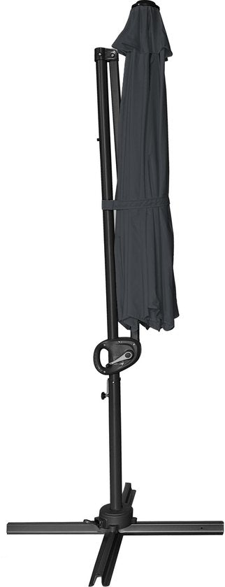 AXI Solea Schwebeparasol Ø 300 cm Anthrazit/Grau inkl. Schutzhülle – Pulverbeschichtetes Gestell mit Kreuzfuß – Um 360° drehbar – UV-beständiges Tuch