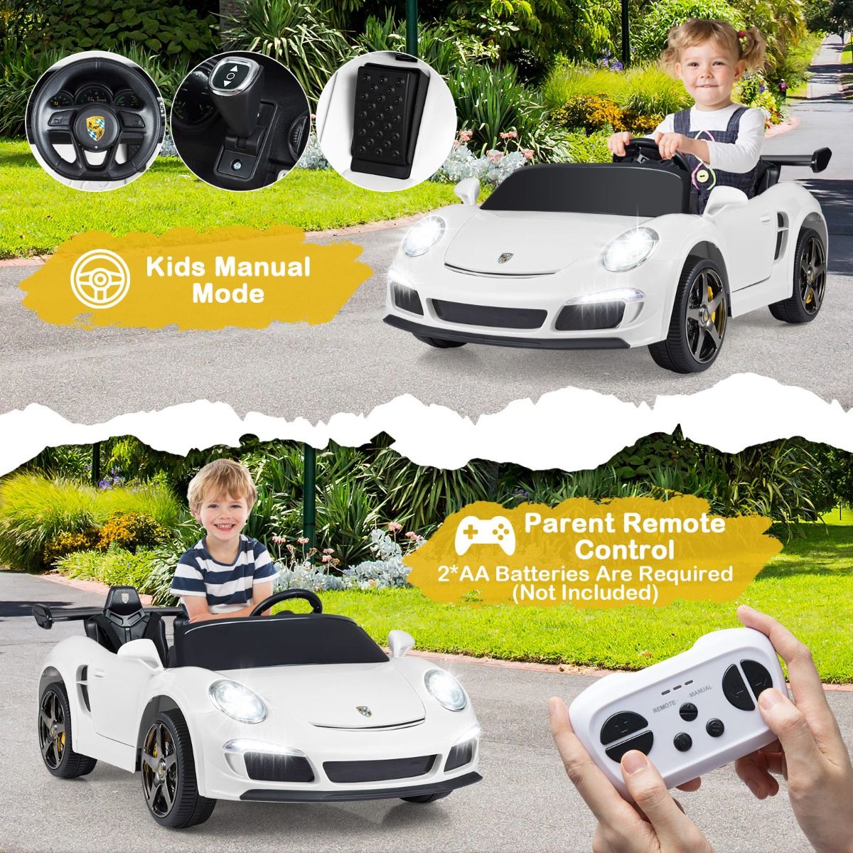 Coast Elektro-Kinderauto – Fernbedienung – LED-Beleuchtung – weiß