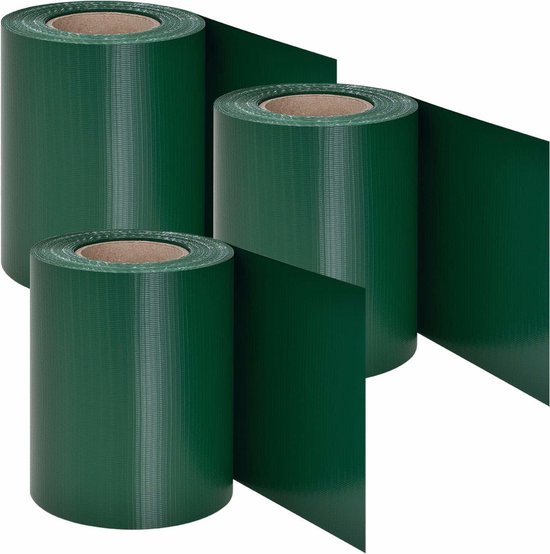 PVC-Sichtschutzstreifen - 3 Stück - 35 Meter - Grün - inkl. Befestigungsclips