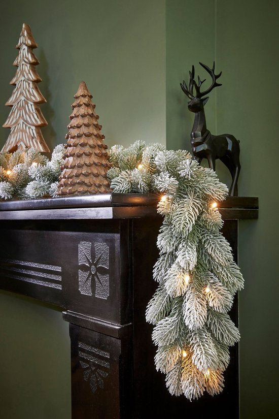 Black Box Trees Nagoya Weihnachtsdekoration – Girlande mit 40 warmweißen LED-Lämpchen und Timer-Funktion – Weihnachtsgirlanden für Kamin, Treppe oder Türpfosten – Grün, matt – L 270 x Ø 20 cm