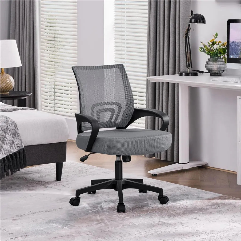 Yaheetech Ergonomischer Bürostuhl mit Wippfunktion, Dunkelgrau