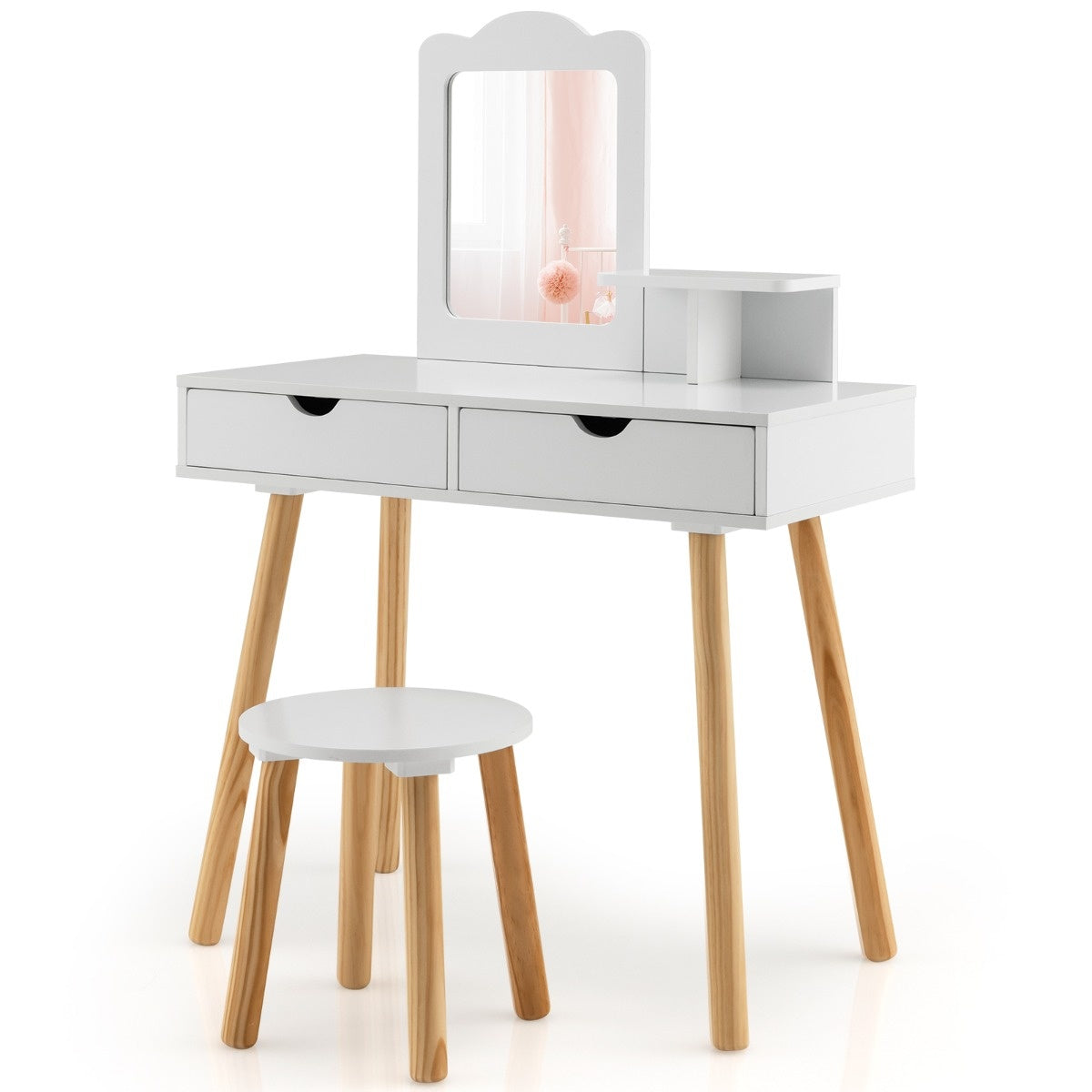 Coast 2 in 1 Kindertisch-Set Schreibtisch & Hocker mit Spiegel 70 x 37 x 100 cm weiß