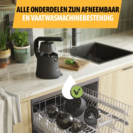 Tristar Elektrische Zitruspresse – CP-3015 – 120 W – inkl. 2 Presskegeln, Fruchtfleischfilter, Tropfstopp, Presshebel – Schwarz