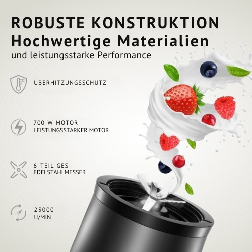 Savoré Kitchen - Blender Pro+ NutriPower - Mixer für unterwegs - Smoothie-Maker - 2 Tassen - schwarz