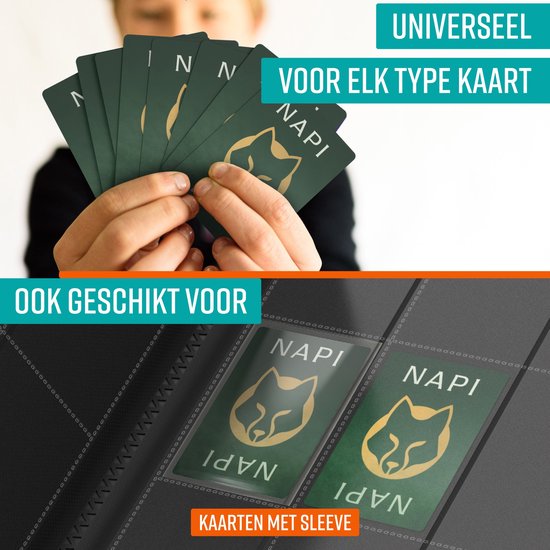 NAPI Sammelmappe 360 Karten - Profi-Bindemappe für Karten - Sammelkartenmappe - 9 Fächer - Premium-Kartenmappe - 20 Seiten - A4-Format - Schwarz