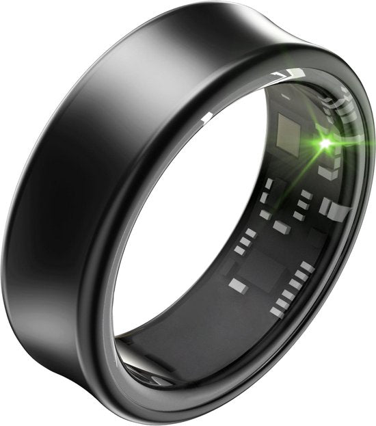 Focus® S2 Smart Ring - Schwarz - Größe 12 - AI Coach - Herzfrequenz - Menstruationszyklus - Schlafüberwachung - Recovery Score - Smart Ring - Sport Performance - Schrittzähler -IP68 Wasserdicht - O2 Messung - Frauen - Männer - Wearables - Ladeetui - Schut