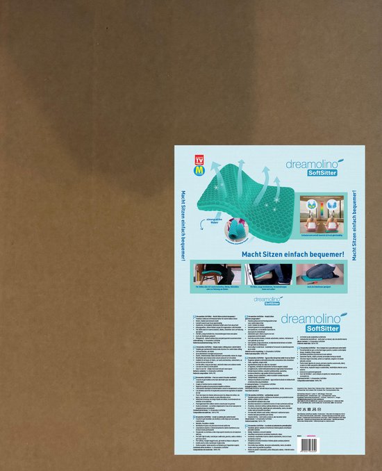 Dreamolino Soft Sitter Sitzkissen  - 2 Stuks – Bequemes Gel-Kissen mit atmungsaktivem Waben-Design – Druckverteilend & atmungsaktiv – Für Stühle, Auto, Bürostühle & im Freien – 42 × 37 × 3,5 cm