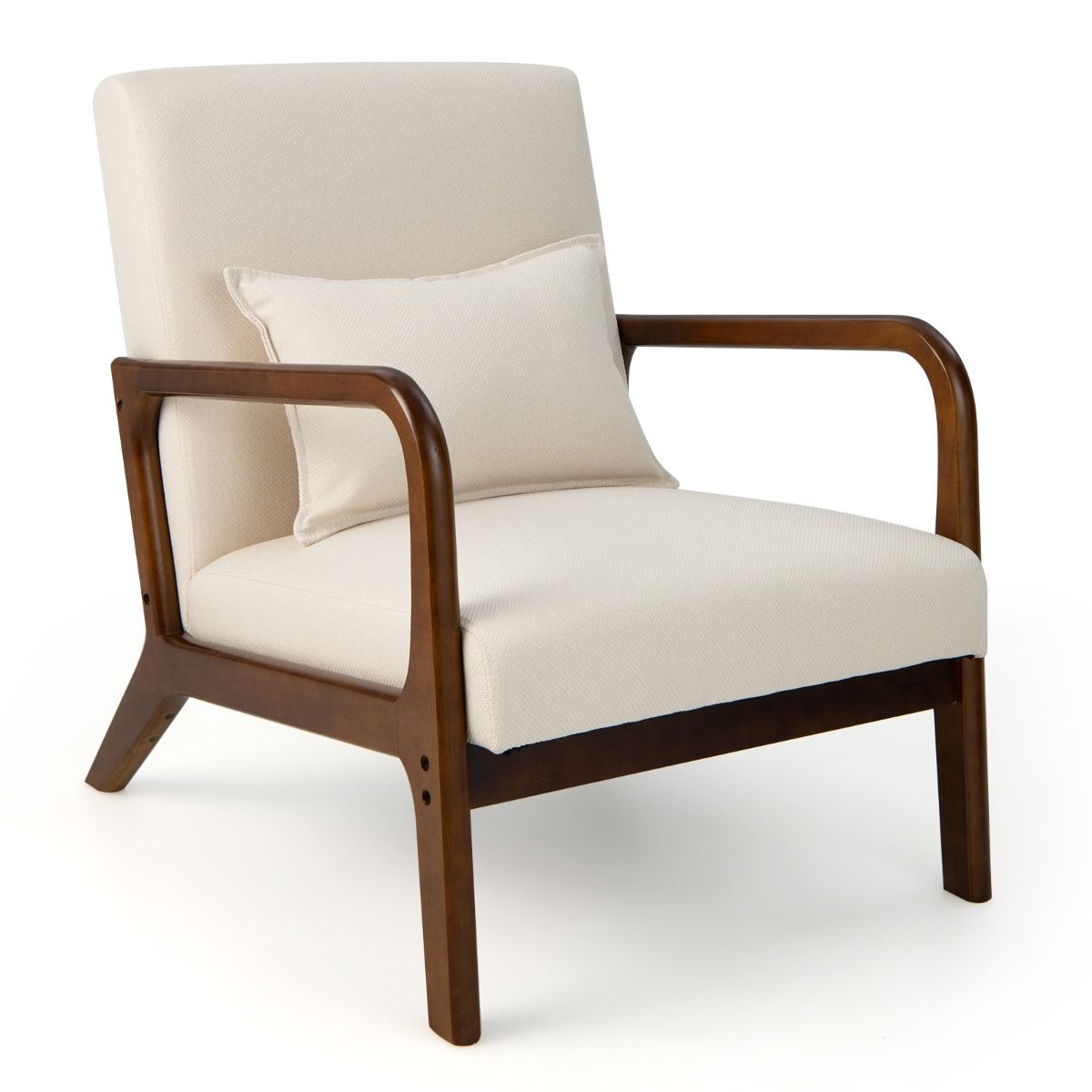 Coast Sessel Lounge Chair gepolstert mit Armlehnen, Rubberwood, Beige, 65 x 79 x 77 cm