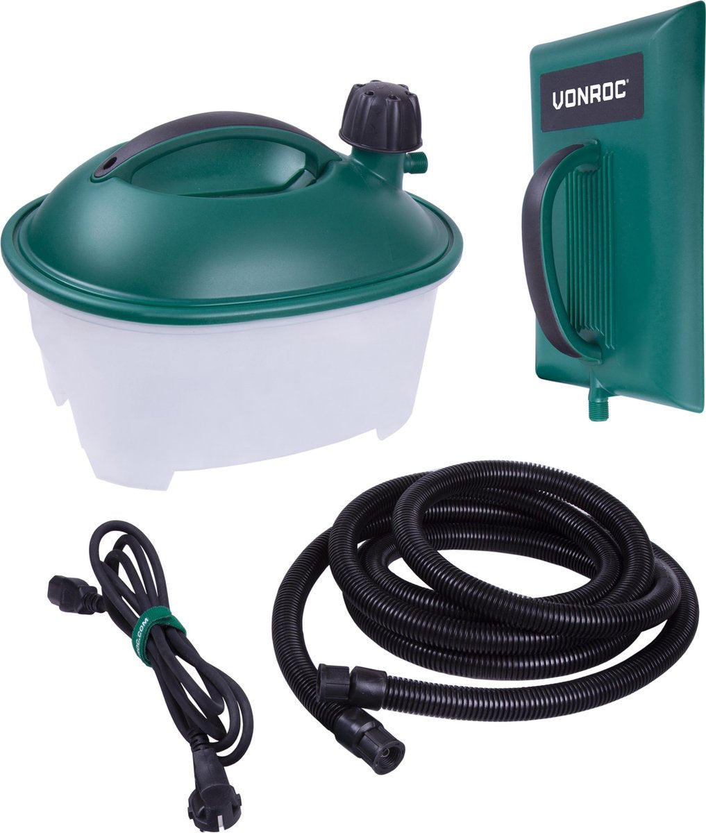 VONROC Tapetendampfer - 2000W - 4.5Litre & 3.5m Schlauch - Grün/Schwarz