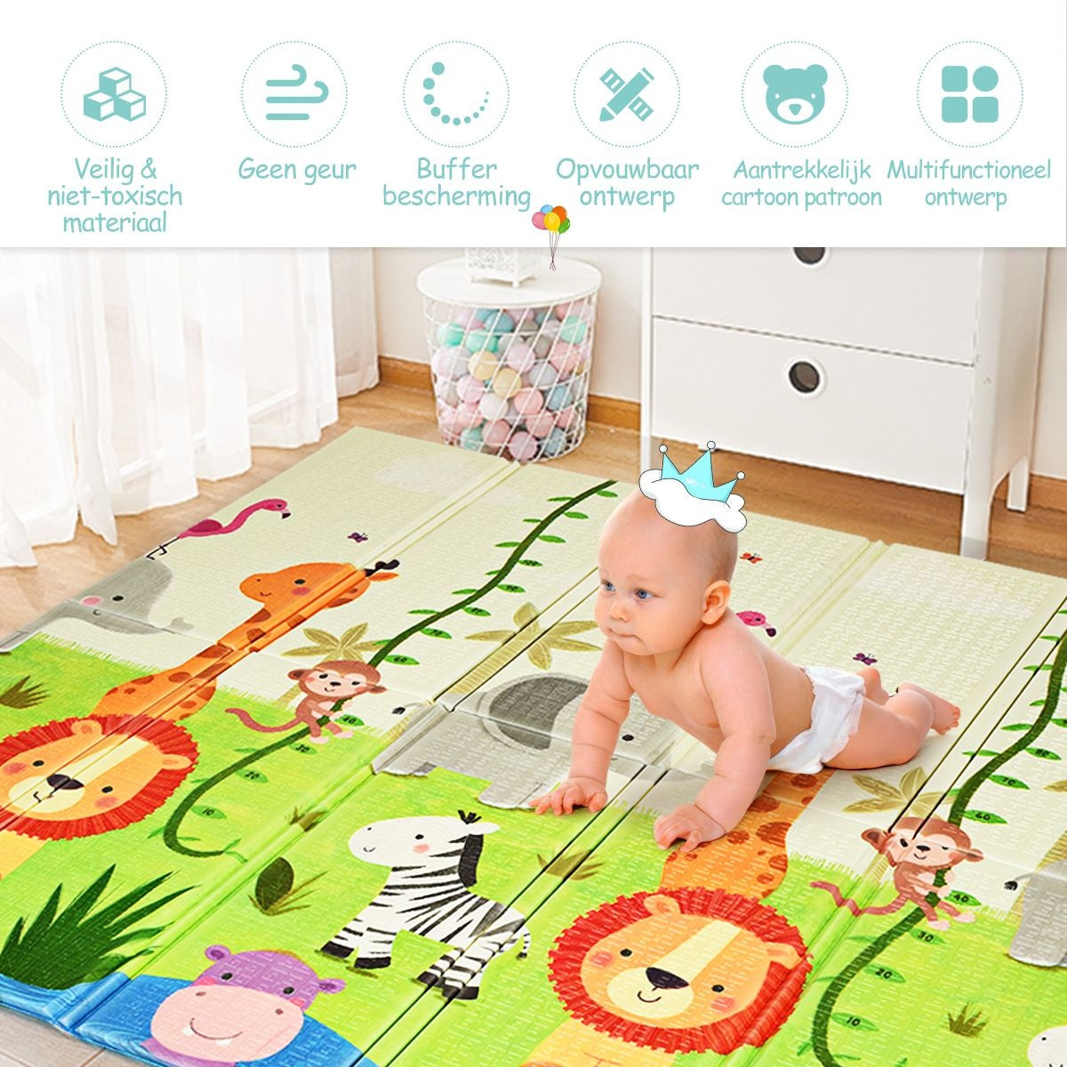 Coast Spielteppich für Babys - Doppelseitig - 200 x 180 x 1,4 cm