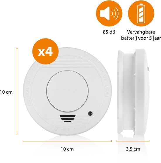 Smartwares FSM-11514 – Rauchmelder, 4 Stück, 85 dB – 5 Jahre Batterielebensdauer, 10 Jahre Sensorlebensdauer – TÜV-zertifiziert – Brandmelder