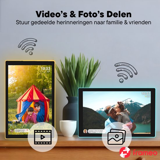 Denver Digitaler Fotorahmen 10,1-Zoll - Ambilight - HD - Frameo App - Fotorahmen - Digitaler Kalender - WiFi - 16GB - IPS-Touchscreen - PFF1082