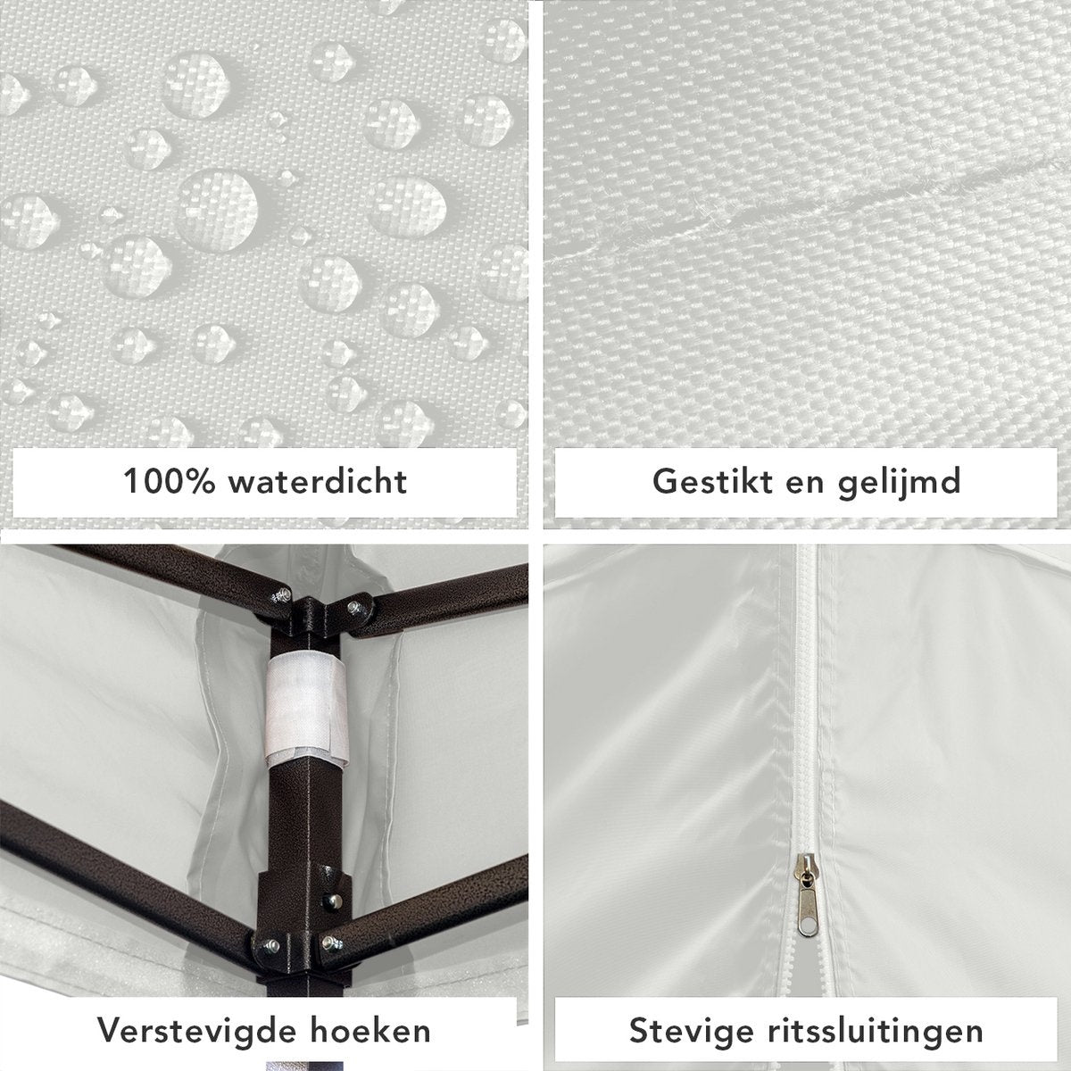 LifeGoods Partyzelt - Pavillon - 3x3 m - Seitenwände - leicht aufbaubar - faltbar - wasserdicht - Tragetasche mit Rädern - weiß