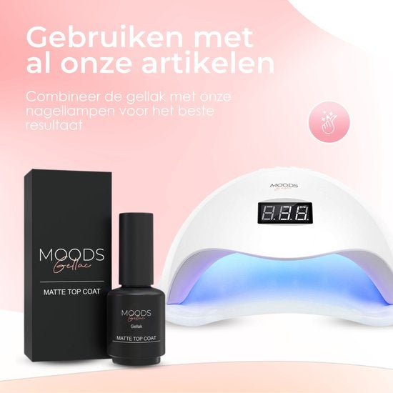 Moods Gellac - Matte Top Coat - Nagellack - Gel Paint Starter Pack - Nägel - Gel Paint Set - 15 ML