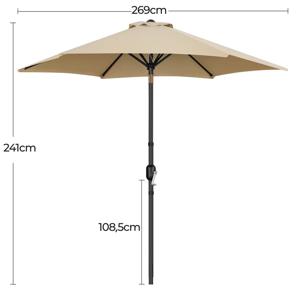 Yaheetech Gartenschirm mit Neigungsfunktion und Pendel – Hellbraun – Ø 269 x 241 cm