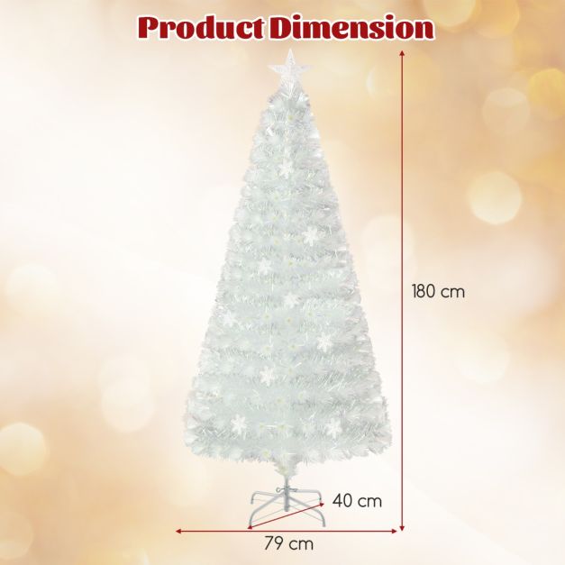 Coast Kunstweihnachtsbaum 180 cm, verschneiter Baum mit LED-Glasfaser-Beleuchtung, 8 Leuchtmodi, CM25341DE