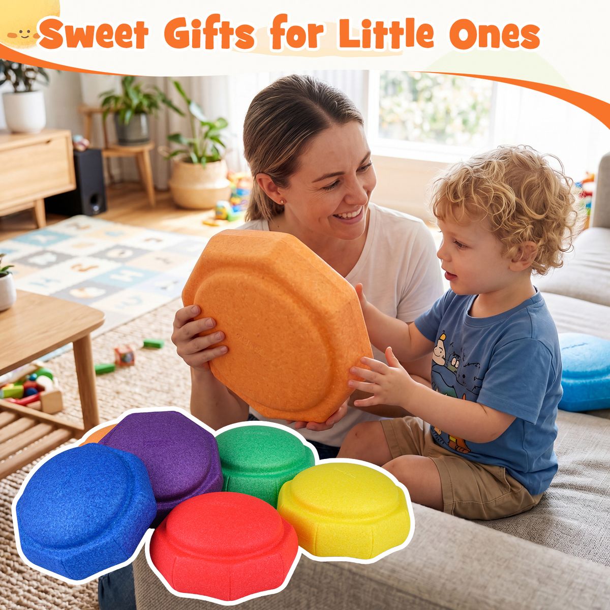 Coast Balance-Steine für Kinder – 6-teiliges Set – rutschfest – stapelbar – mehrfarbig