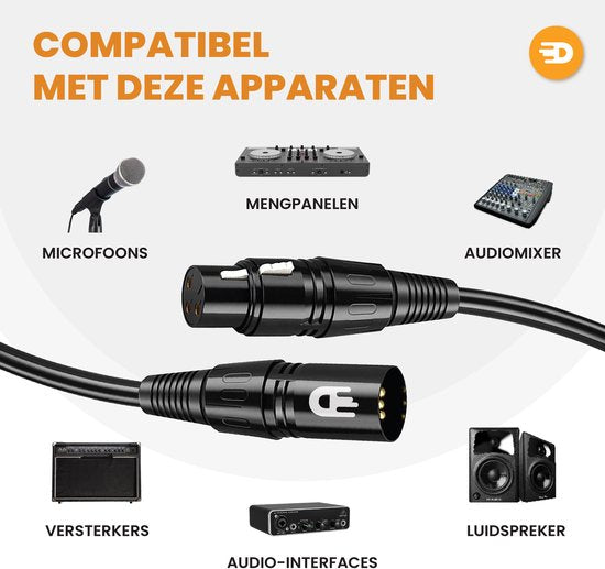 Drivv. Premium-XLR-Kabel – Mikrofonkabel – Stecker auf Buchse, 3-polig – 1 Meter