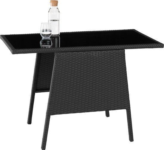 tectake - Geflechtsitzgruppe für 2 Personen, platzsparende Outdoor-Möbel, 2 Sessel und 1 Tisch, ideales Balkon-Lounge-Set, Gartenmöbel, Terrassenmöbel wetterfest - schwarz - Poly-Rattan