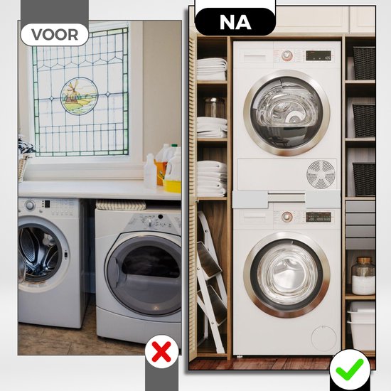 Vonia Abstandhalter für Waschtrockner - Waschtrockner-Stapelkit - Universal - Einstellbar - Weiß