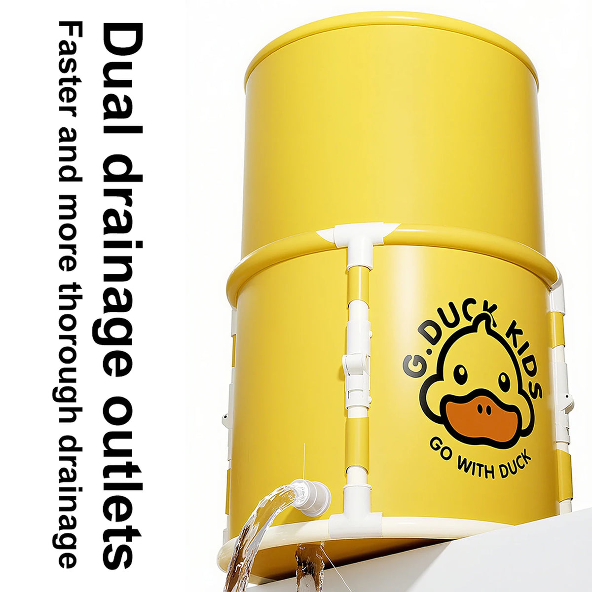 SNSP Faltbare Badewanne mit Ständer – Enten-Design – Ø 70 x 63 cm – Gelb/Weiß
