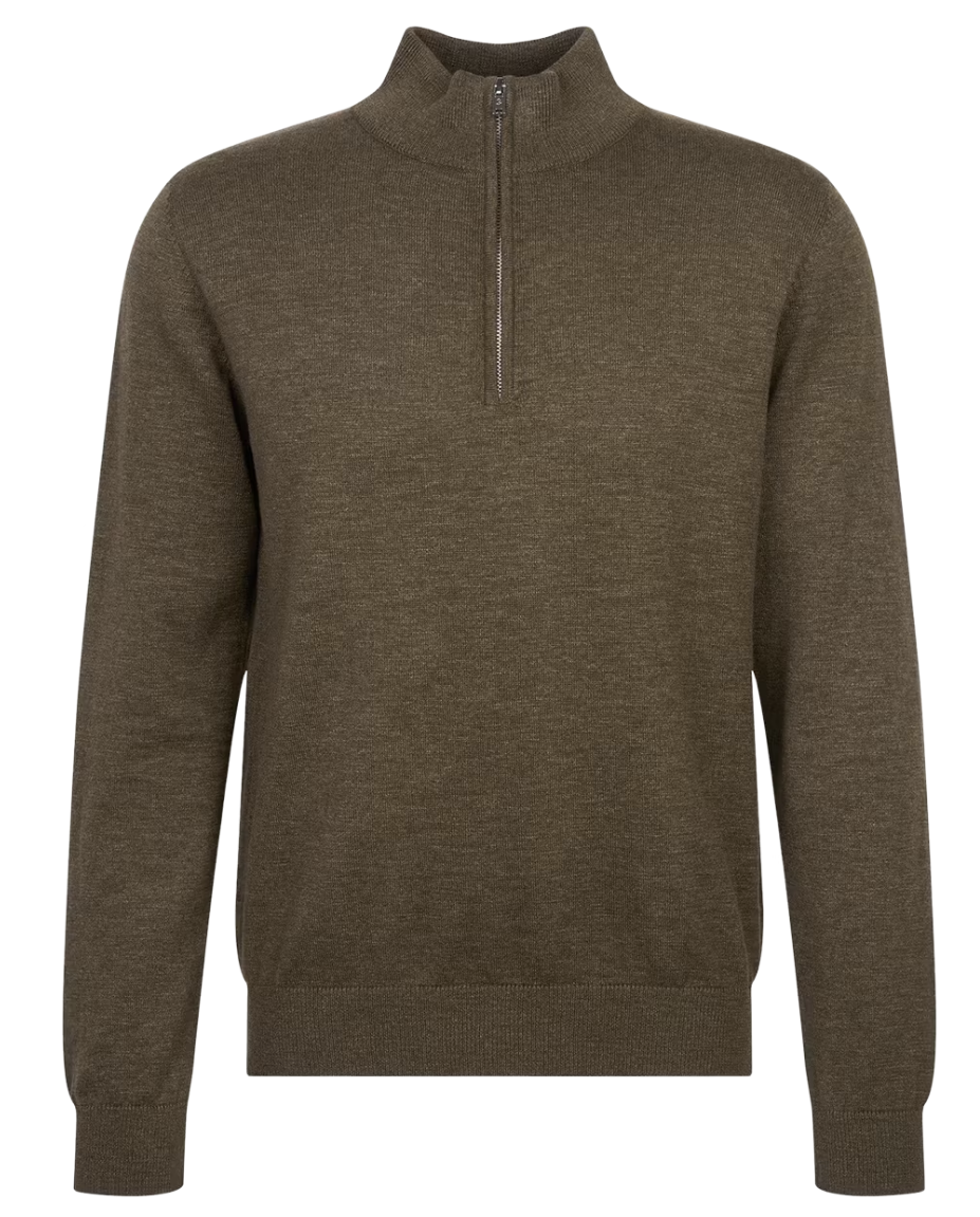 Seidensticker Quarter Zip String Pullover Männer - Olive - 3XL
