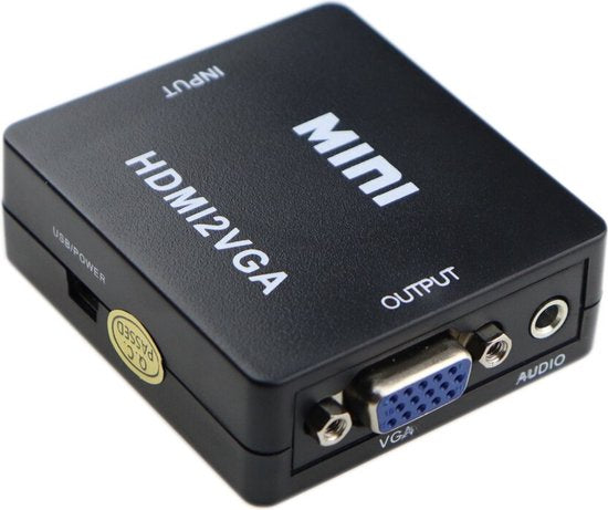 Techvavo® HDMI zu VGA Konverter - HDMI zu VGA Adapter - 1080p Full HD (50/60 Hz) - Video Kabel Adapter - Schwarz