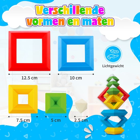 MontiPlay® Build Buddies - 60 Piece Block Tower - Montessori Spielzeug - Stacking Bricks & Blocks - STEM & Sensory Kleinkinderspielzeug - Ab 3 Jahren - Kinderspielzeug - Bauklötze - Toy Book 2024