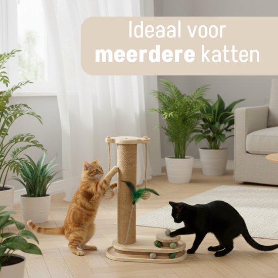 Von Cee Cee Kratzbaum - Kratzbaum für Katzen - Katzenkratzbaum - Katzenspielzeug aus Holz - Ideal für mehrere Katzen - 40x19x45.5cm - Luna