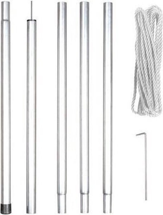 Perel - Mast für Segel - 2.5 M - Mit Abspannleine