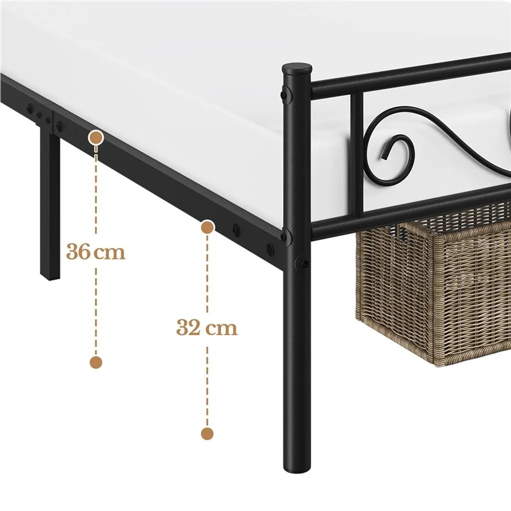 Yaheetech Metallbettgestell 90 x 200 cm – Schwarz – Einzelbett mit Lattenrost