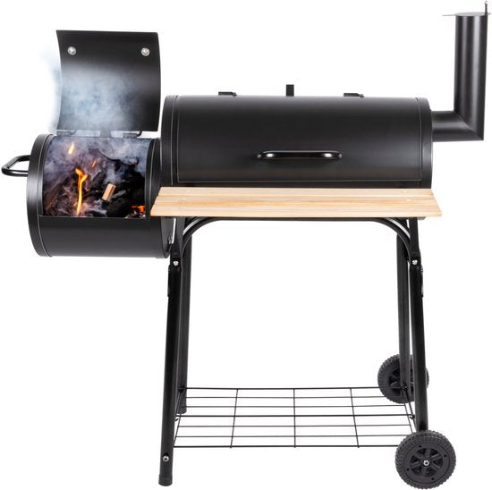 alpina Smoker Barbecue - BBQ Smoker - mit separatem Räucherofen - Verstellbarer Kamin - 104 x 58 x 114 cm