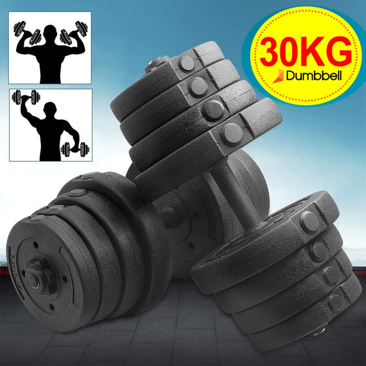 Yaheetech 2er-Set Kurzhanteln - 30 KG - rutschfester Griff - verstellbar - schwarz