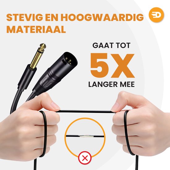 Drivv. Premium XLR-Kabel - XLR-Stecker auf 6,35 mm Klinkenstecker - Stereoklinke - 2 Meter