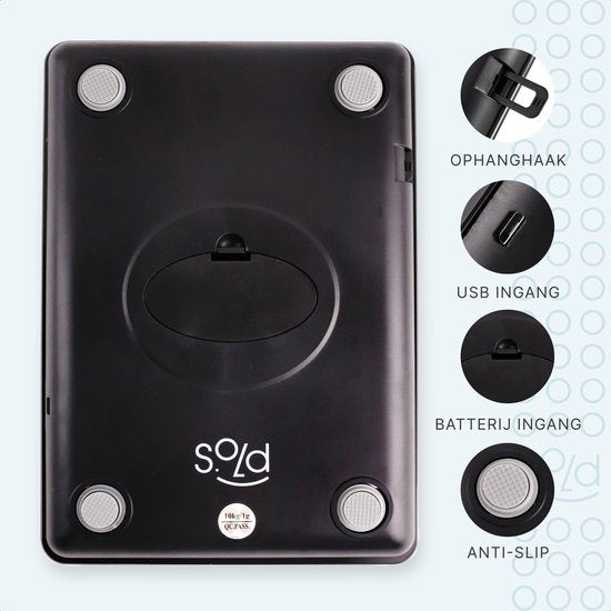 S.old Digitale Küchenwaage - Küchenwaage - USB Wiederaufladbar - 1gr bis 10kg - Tara Funktion - Schwarz