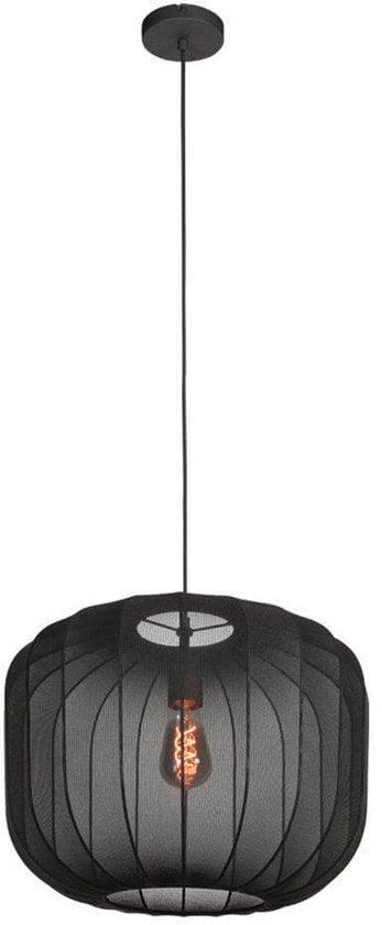 Anne Lighting – Hängeleuchte – Sable – schwarz – Leinen und Metall – Ø 45 cm – E27 – 4191ZW