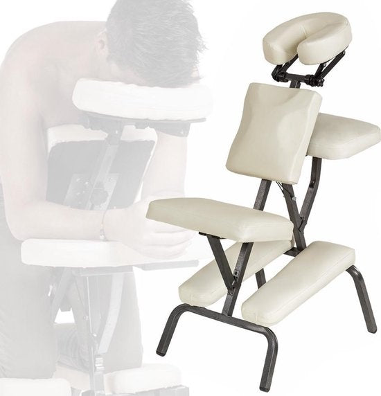Massagesessel, Behandlungsstuhl mit dicker Polsterung beige inklusive schwarzer Tragetasche