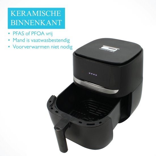 Wartmann WM 2203AF, Keramik Airfryer / Heissluftfritteuse, 5.7 Liter, Waagefunktion, PFAS-frei, schwarz