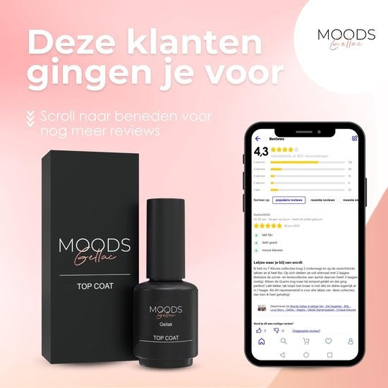 Moods Gellac - Top Coat - Nagellack - Gel Paint Starter Pack - Nägel - Gel Paint Set - 15 ML