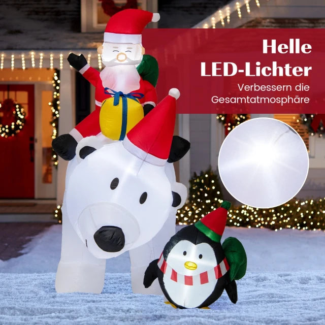 Costway Aufblasbare Weihnachtsdekoration - Inkl. LED & Zubehör - 230 x 70 x 210 cm - Mehrfarbig