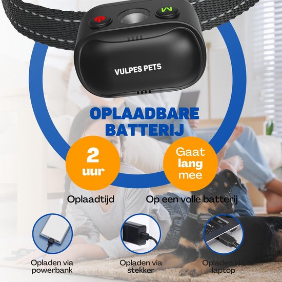 Vulpes Goods® - Pets - Anti-Bell-Halsband Max mit Fernbedienung - 3-in-1 Erziehungshalsband ohne Schock - manuell & automatisch - wiederaufladbar - Vibration, Audio & Ultraschall