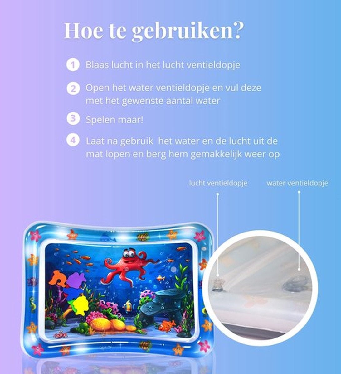 Tenify Wasser Spielmatte - Wasser Matte - Spielmatte - aufblasbar - Tummy Time - Baby Spielzeug 0 Jahr - Mutterschaft Geschenk - Blau