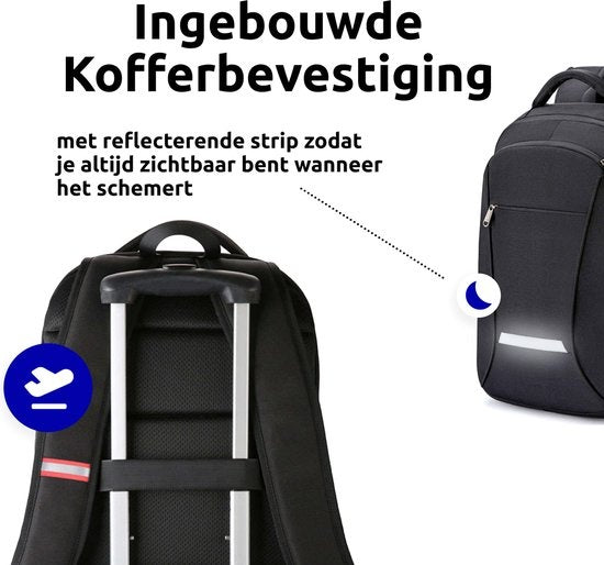 Wadu Anti-Diebstahl wasserdichten Rucksack enthält Usb-Ladestation 14 T/m 15,6 Zoll schwarz