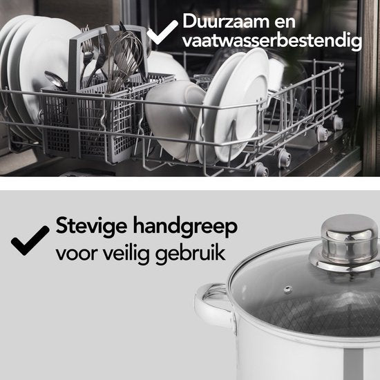 Aviro Spargelpfanne - Nudelpfanne - Ø 16,5 cm - 23cm hoch - 4,2L - Multifunktional - Für alle Wärmequellen geeignet - Edelstahl