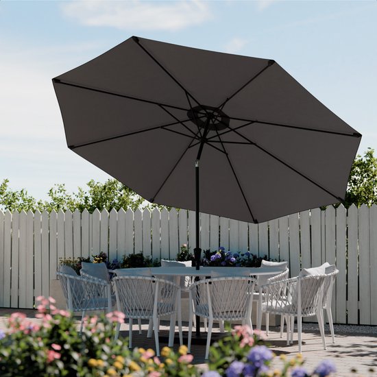 LifeGoods Sonnenschirm - Garten - Ø350 cm - 30° neigbar - Wasserdicht - UPF50+ - Dunkelgrau