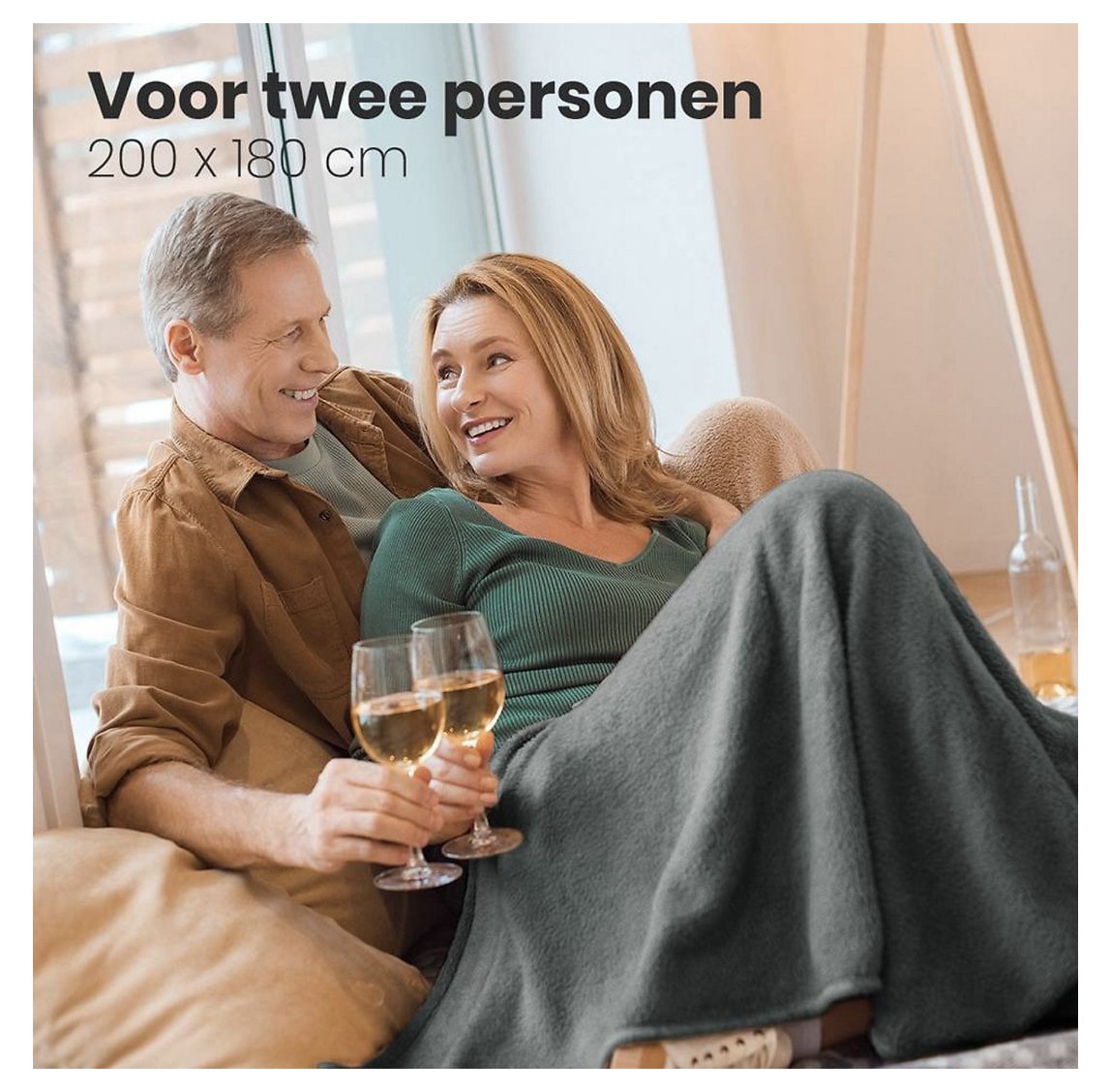 Auronic Electric Heat Blanket - Überdecke - 2 Personen - 3 Wärmestufen - Mit Timer - 200 x 180 cm - Grau