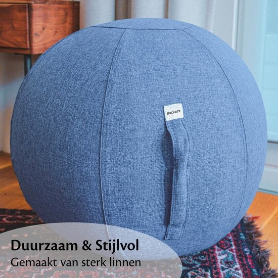 Bckz Sitzball Leinen 65 CM - Sitzball mit Bezug - Balance Hocker - Luxus Yoga Ball - Ergonomischer Bürostuhl Ball - Hellblau