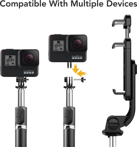 Studio ME Selfie Stick - Universal - Stativ - 100 cm - 360° Drehung - Mit Bluetooth-Fernbedienung