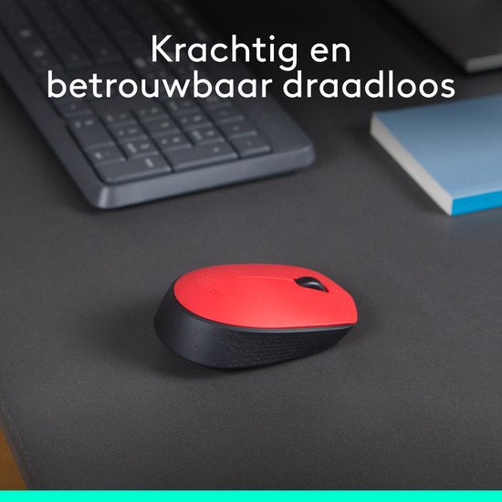 Logitech M171 – Kabellose Maus – Kompatibel mit PC/Mac – Inklusive USB-Mini-Empfänger – Rot