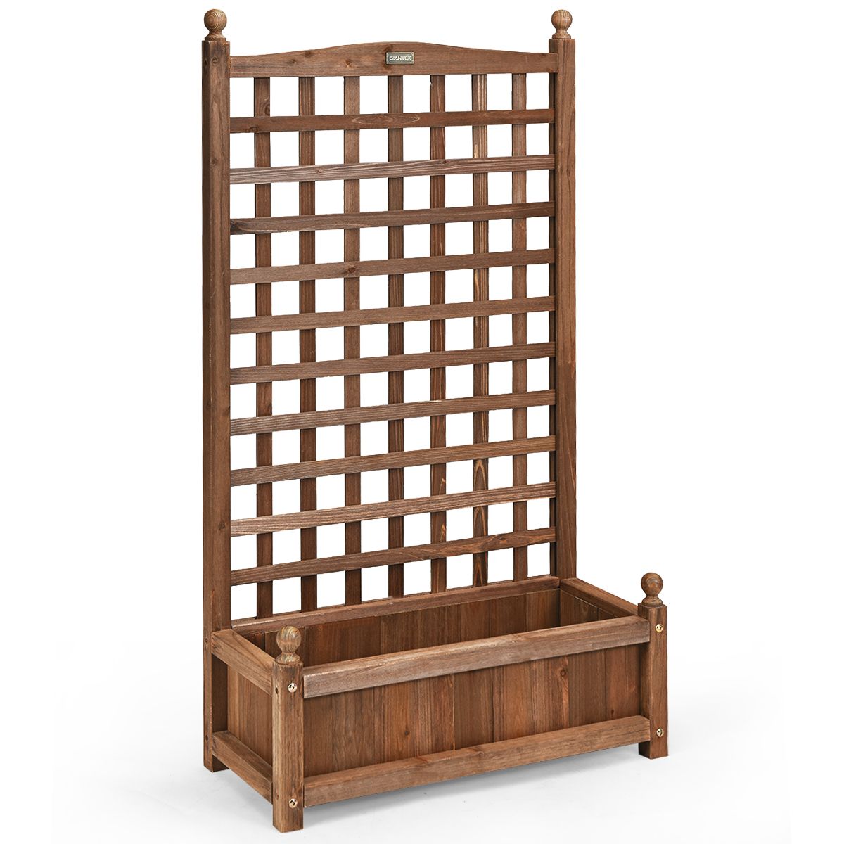 Coast Pflanzkübel mit Klettergitter – geräumiger Blumenkübel – massives Kiefernholz – dunkelbraun – 64,5 x 28 x 120 cm